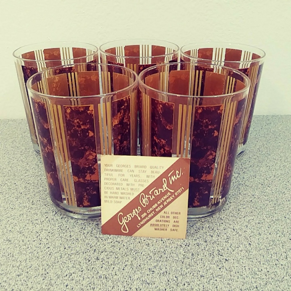 5 MCM signed Georges Briard Rocks Tumbler Glasses